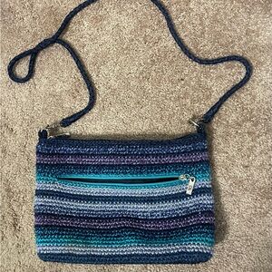 The Sak Striped Blue and Teal Crossbody Bag
